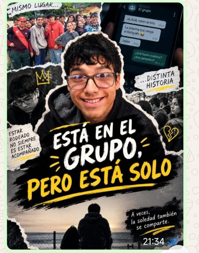 Portada de "Está en el grupo, pero está solo"